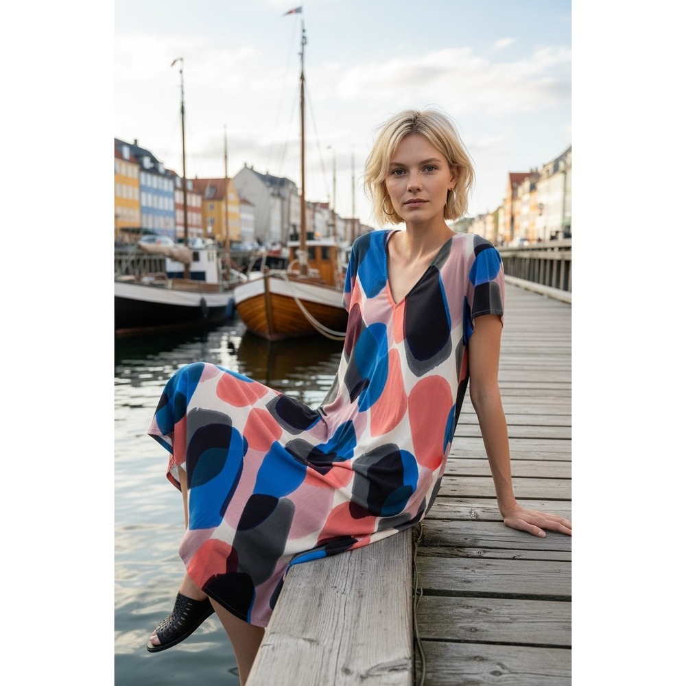 Masai Copenhagen XXL Viscose‎ Midi Dress Lagenlook Scandi Art to Wear Travel